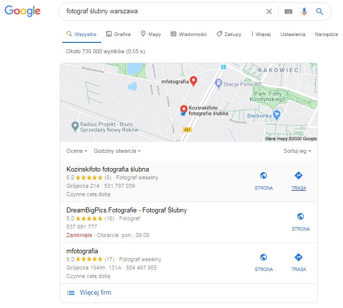 pozycjonowanie w mapach google